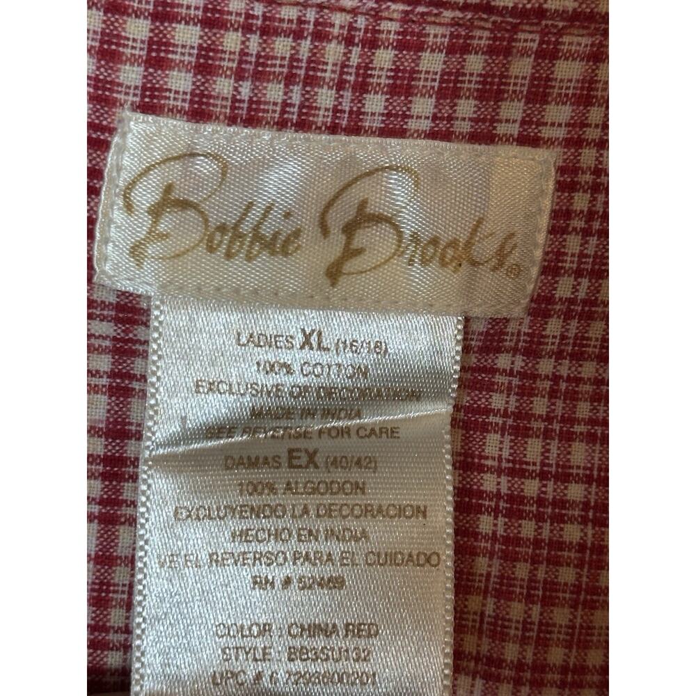 Vintage 90’s Bobbie Brooks Shirt Size XL Red Checkered Sailboat Beach Vacay Top - Picture 4 of 11